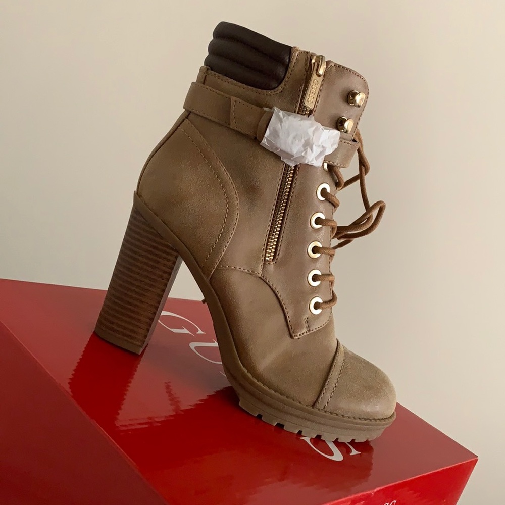 GUESS Tan Heel Boots